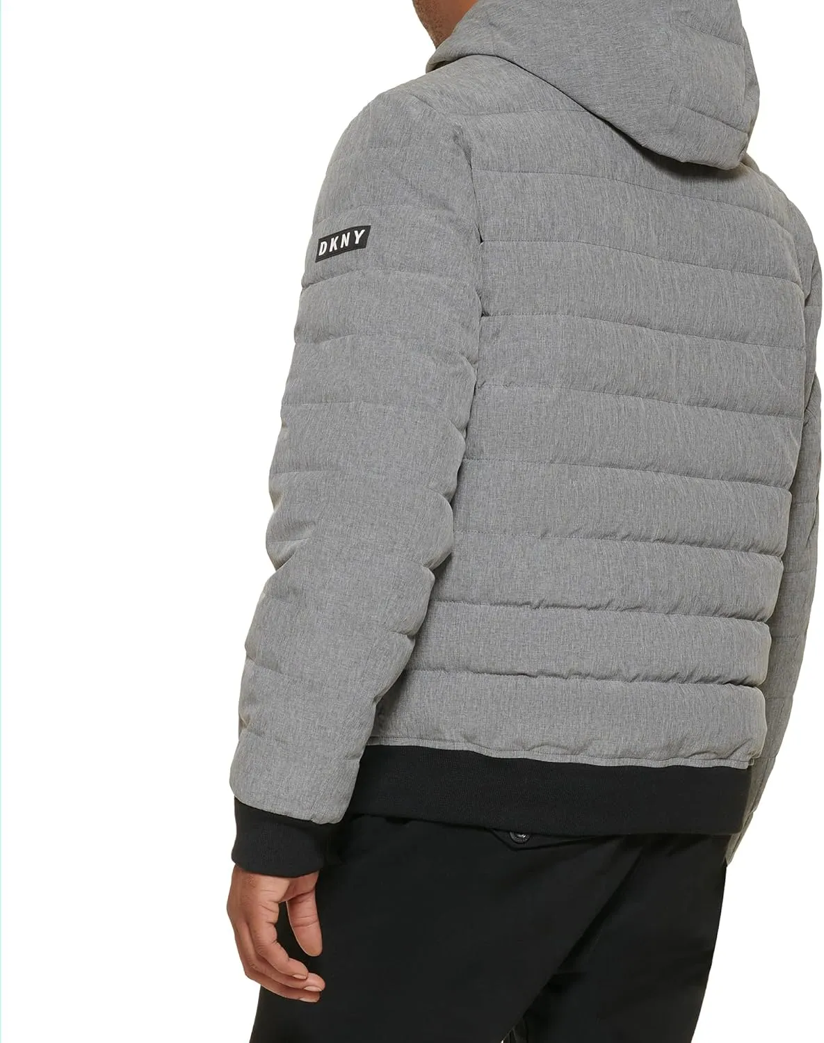 DKNY Men's Quilted Performance Hooded Bomber Jacket