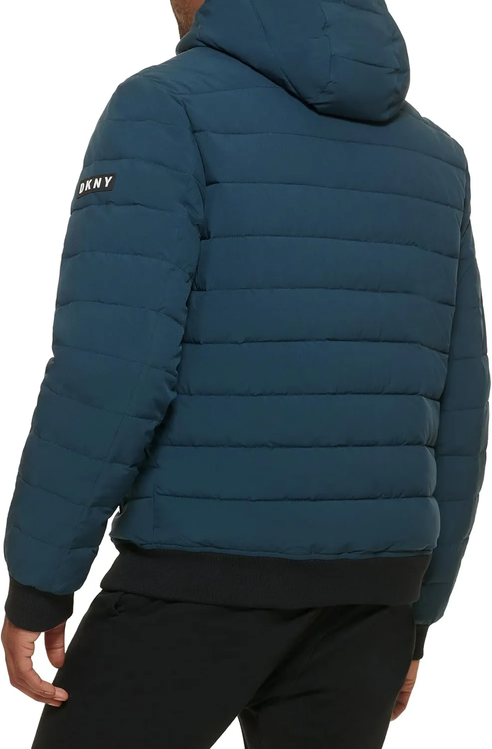 DKNY Men's Quilted Performance Hooded Bomber Jacket