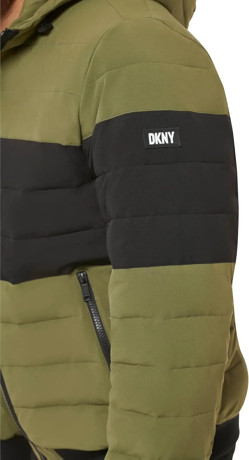 DKNY Men's Quilted Performance Hooded Bomber Jacket