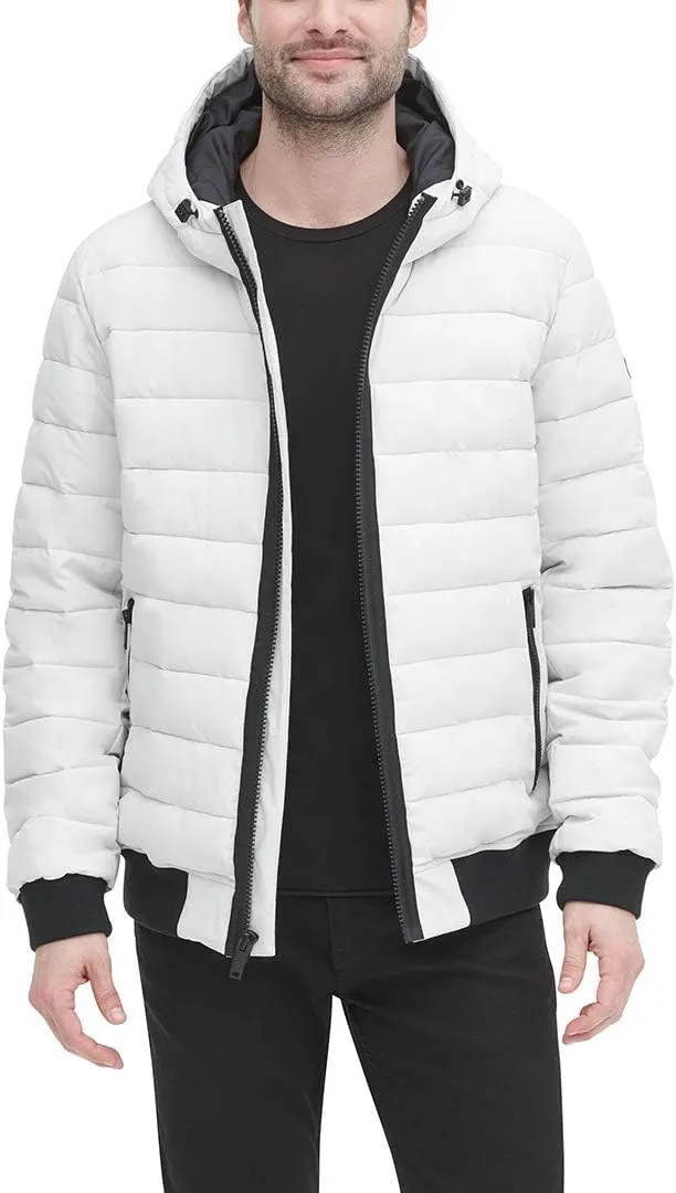 DKNY Men's Quilted Performance Hooded Bomber Jacket