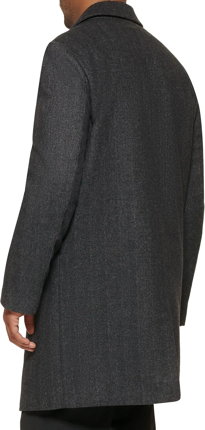 DKNY Men's Wool Blend Notch Collar Coat