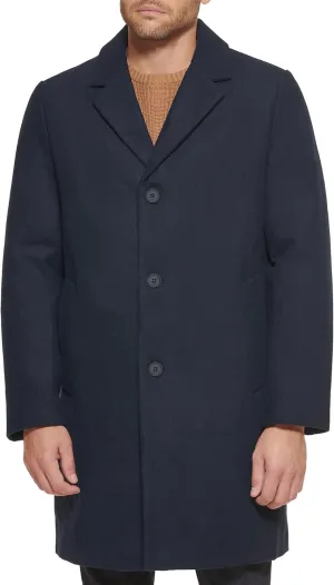 DKNY Men's Wool Blend Notch Collar Coat