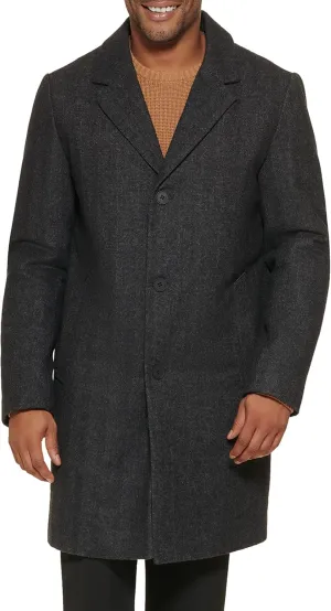 DKNY Men's Wool Blend Notch Collar Coat