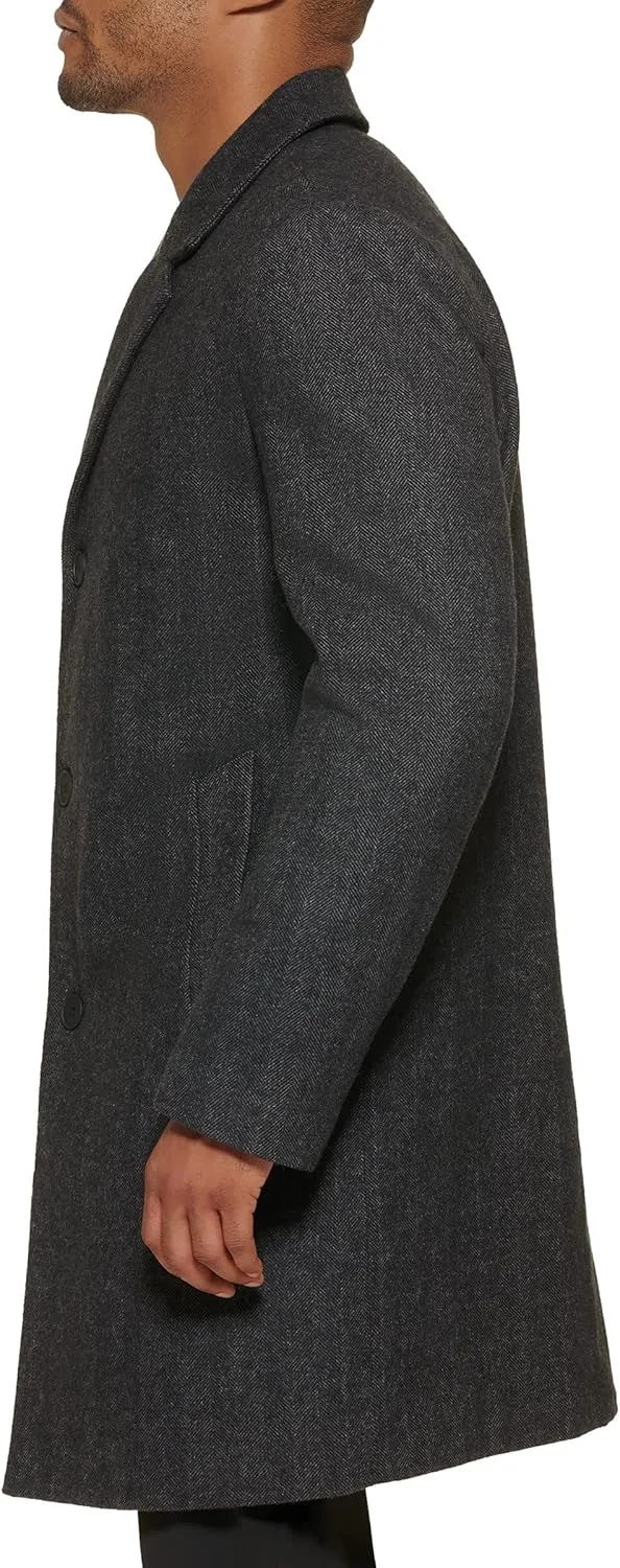 DKNY Men's Wool Blend Notch Collar Coat