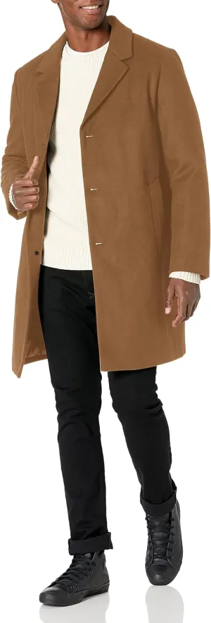 DKNY Men's Wool Blend Notch Collar Coat