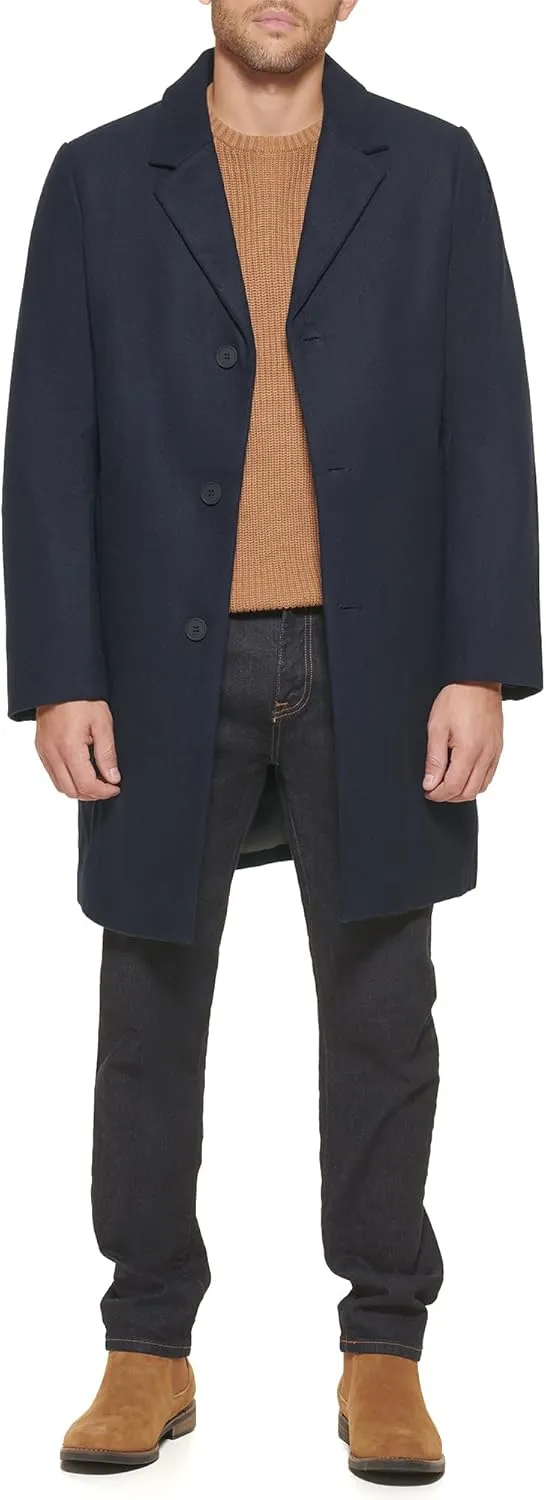 DKNY Men's Wool Blend Notch Collar Coat