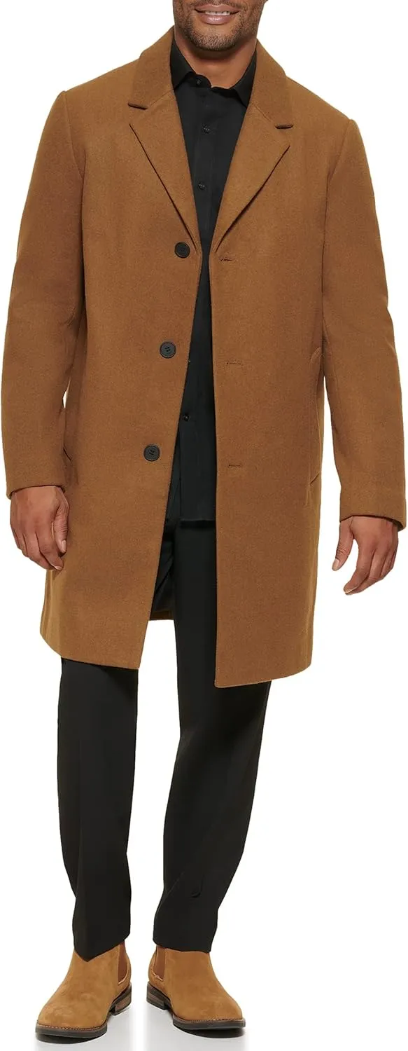 DKNY Men's Wool Blend Notch Collar Coat