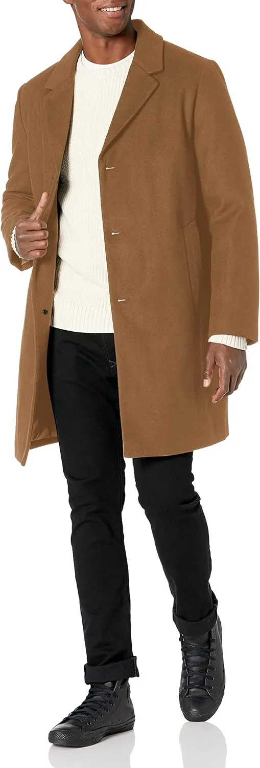 DKNY Men's Wool Blend Notch Collar Coat