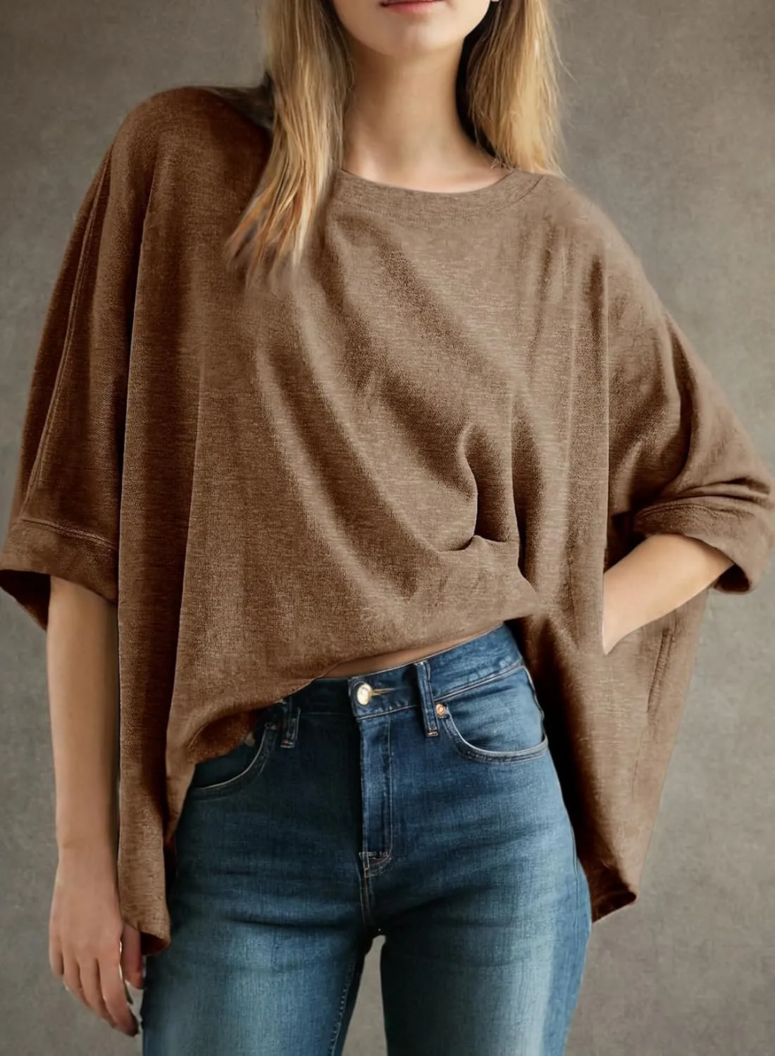 Dokotoo Summer Shirts 2025 Womens Solid T Shirts for Women Loose Oversized Tops Basic Tee