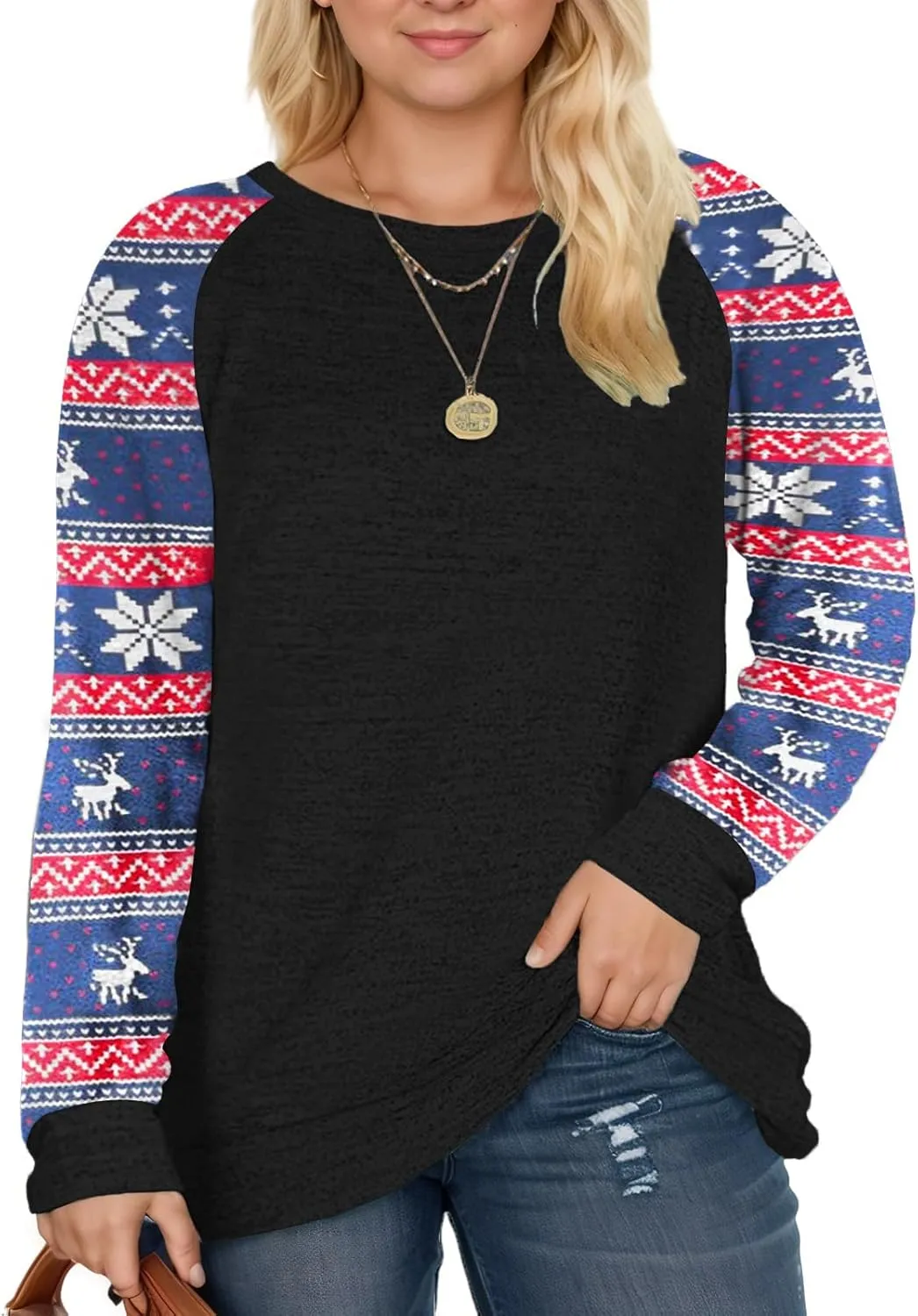 DOLNINE Plus Size Sweatshirts for Women Long Sleeve Oversized Tunic Tops