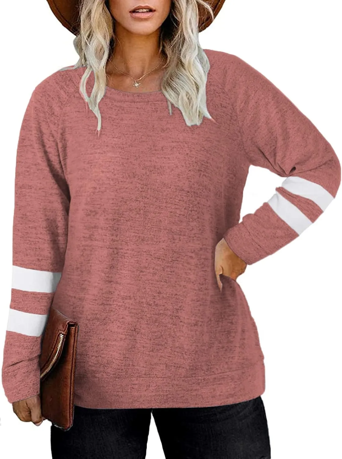 DOLNINE Plus Size Sweatshirts for Women Long Sleeve Oversized Tunic Tops