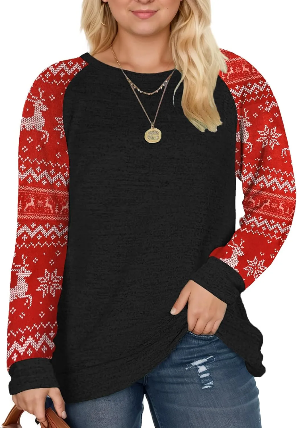 DOLNINE Plus Size Sweatshirts for Women Long Sleeve Oversized Tunic Tops