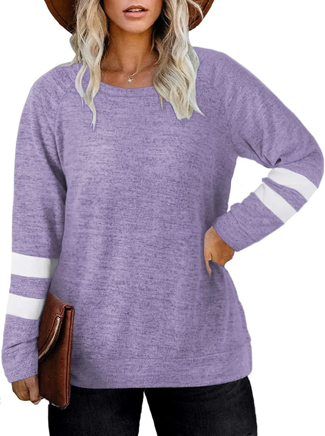 DOLNINE Plus Size Sweatshirts for Women Long Sleeve Oversized Tunic Tops