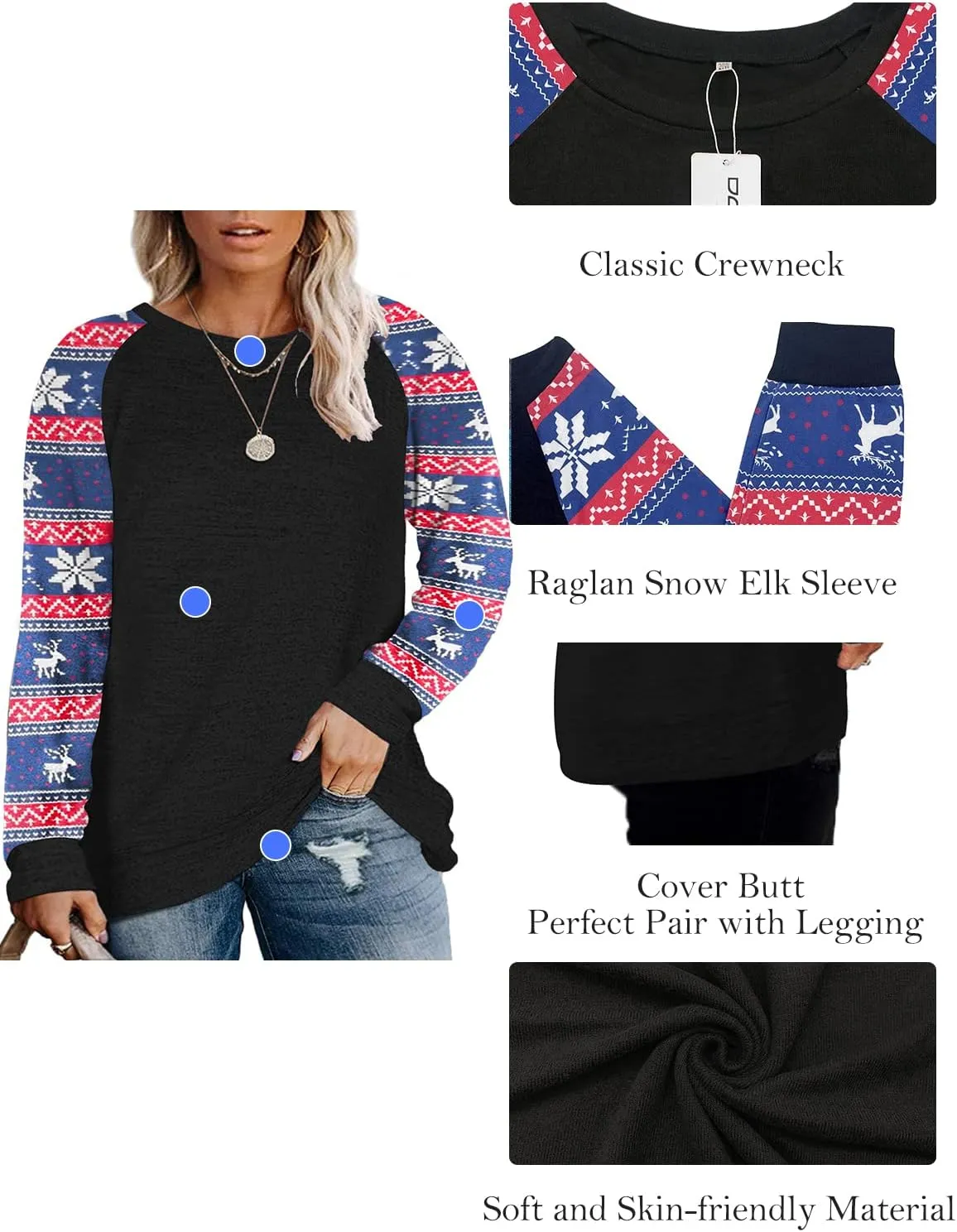 DOLNINE Plus Size Sweatshirts for Women Long Sleeve Oversized Tunic Tops