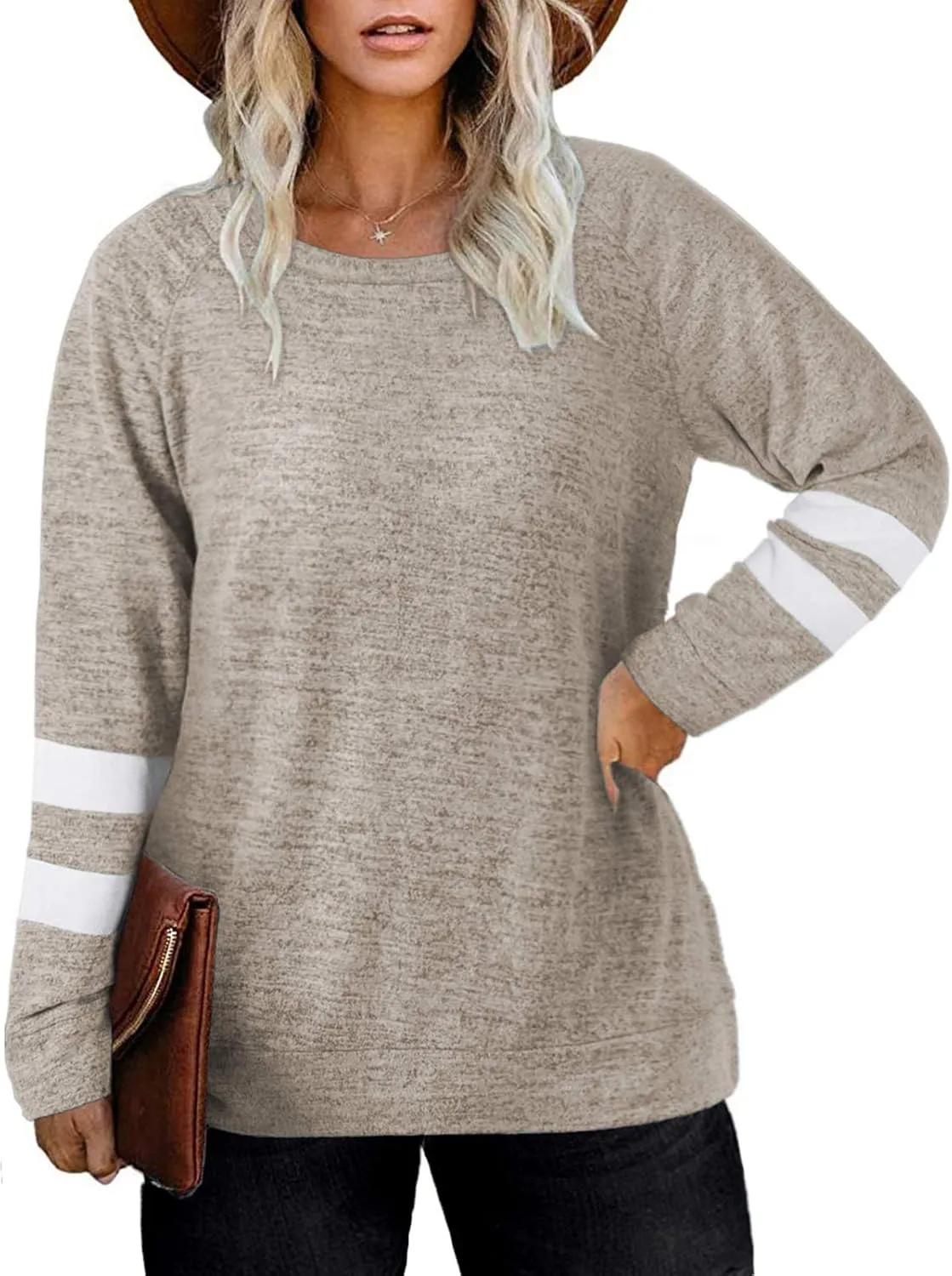 DOLNINE Plus Size Sweatshirts for Women Long Sleeve Oversized Tunic Tops