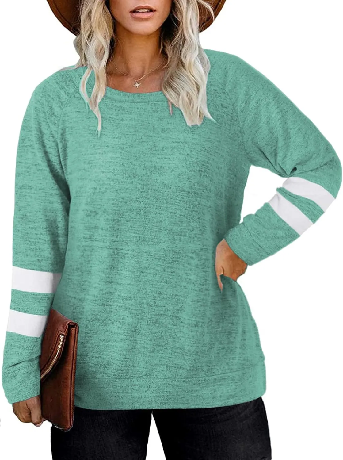 DOLNINE Plus Size Sweatshirts for Women Long Sleeve Oversized Tunic Tops