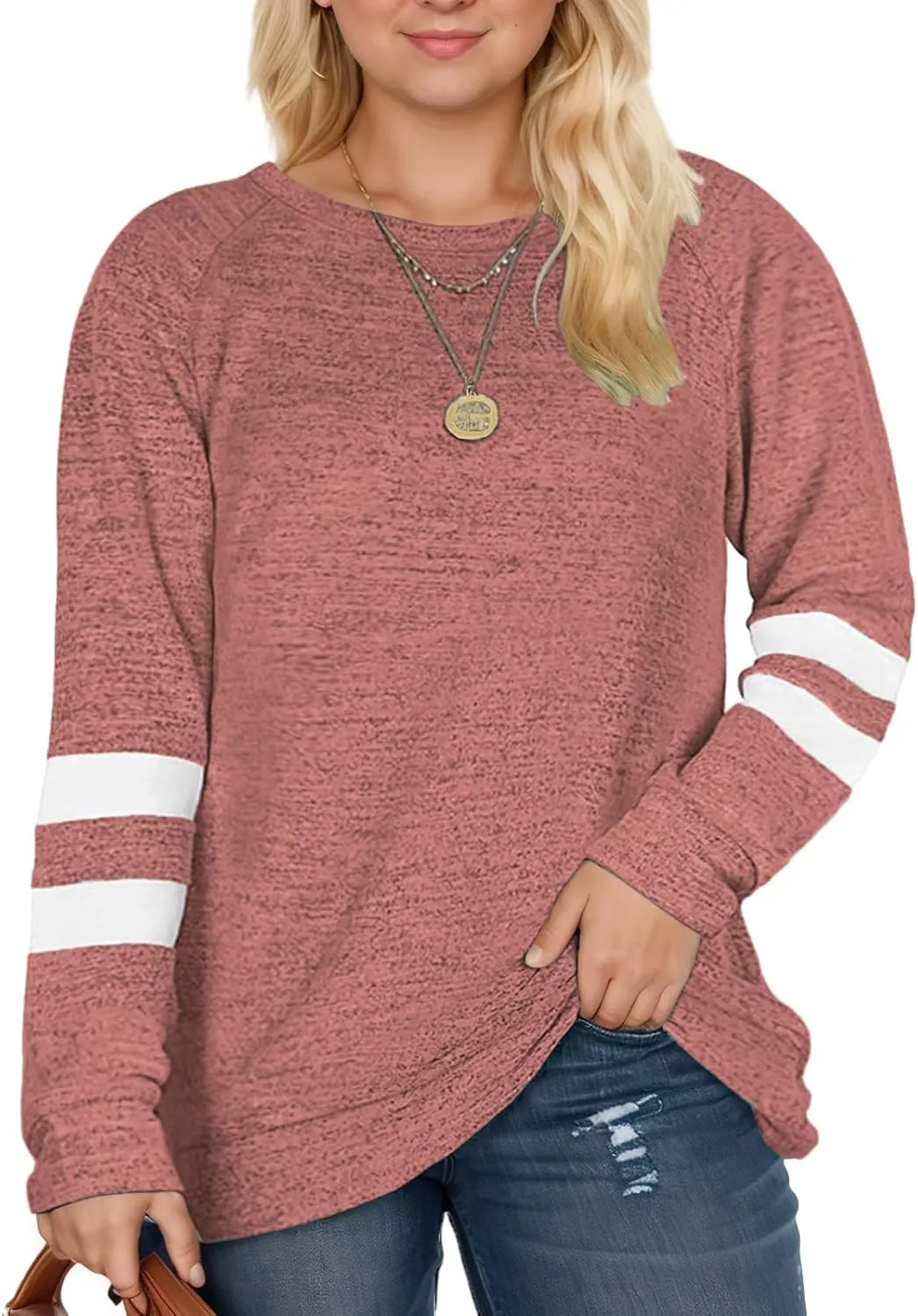 DOLNINE Plus Size Sweatshirts for Women Long Sleeve Oversized Tunic Tops