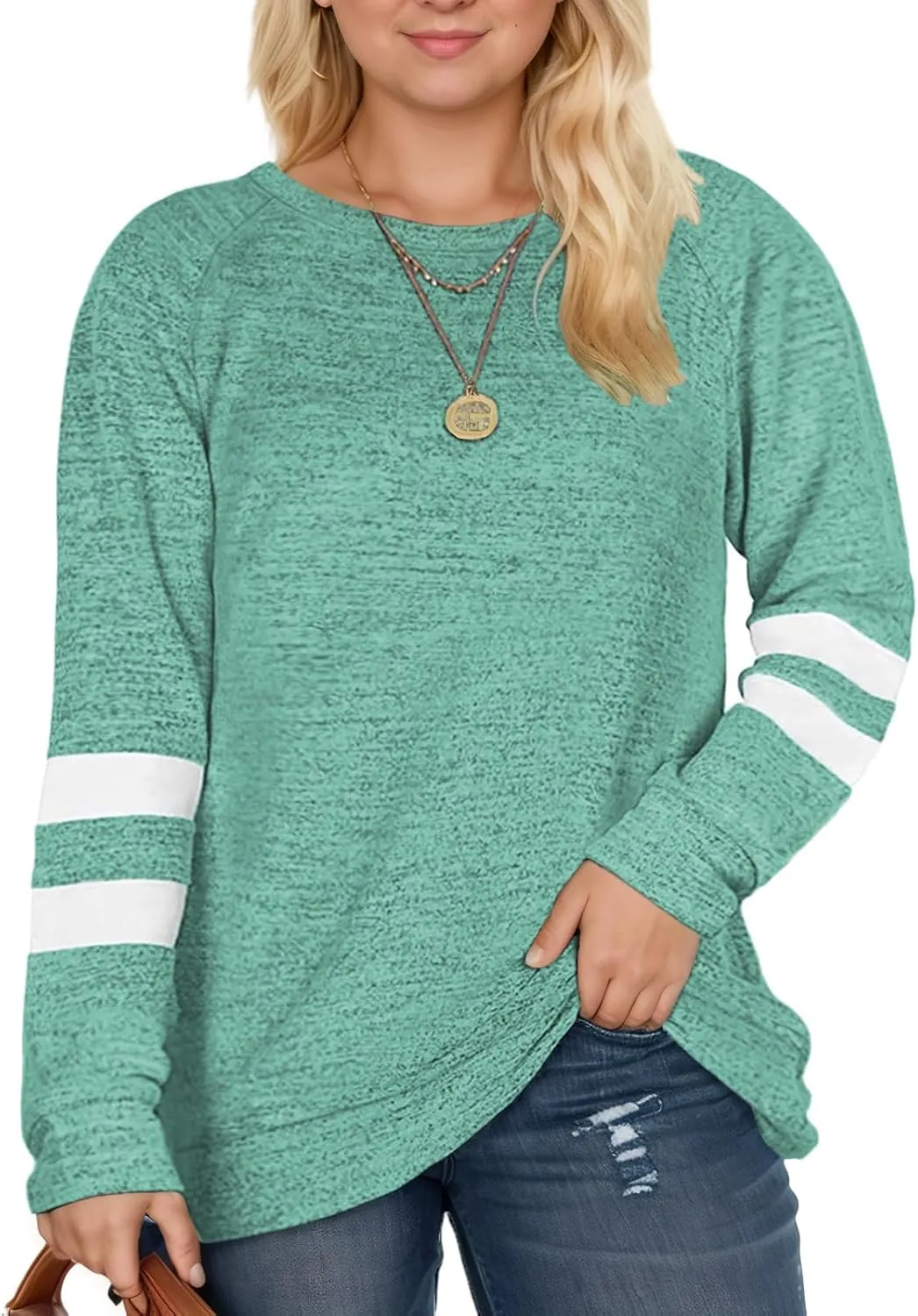 DOLNINE Plus Size Sweatshirts for Women Long Sleeve Oversized Tunic Tops