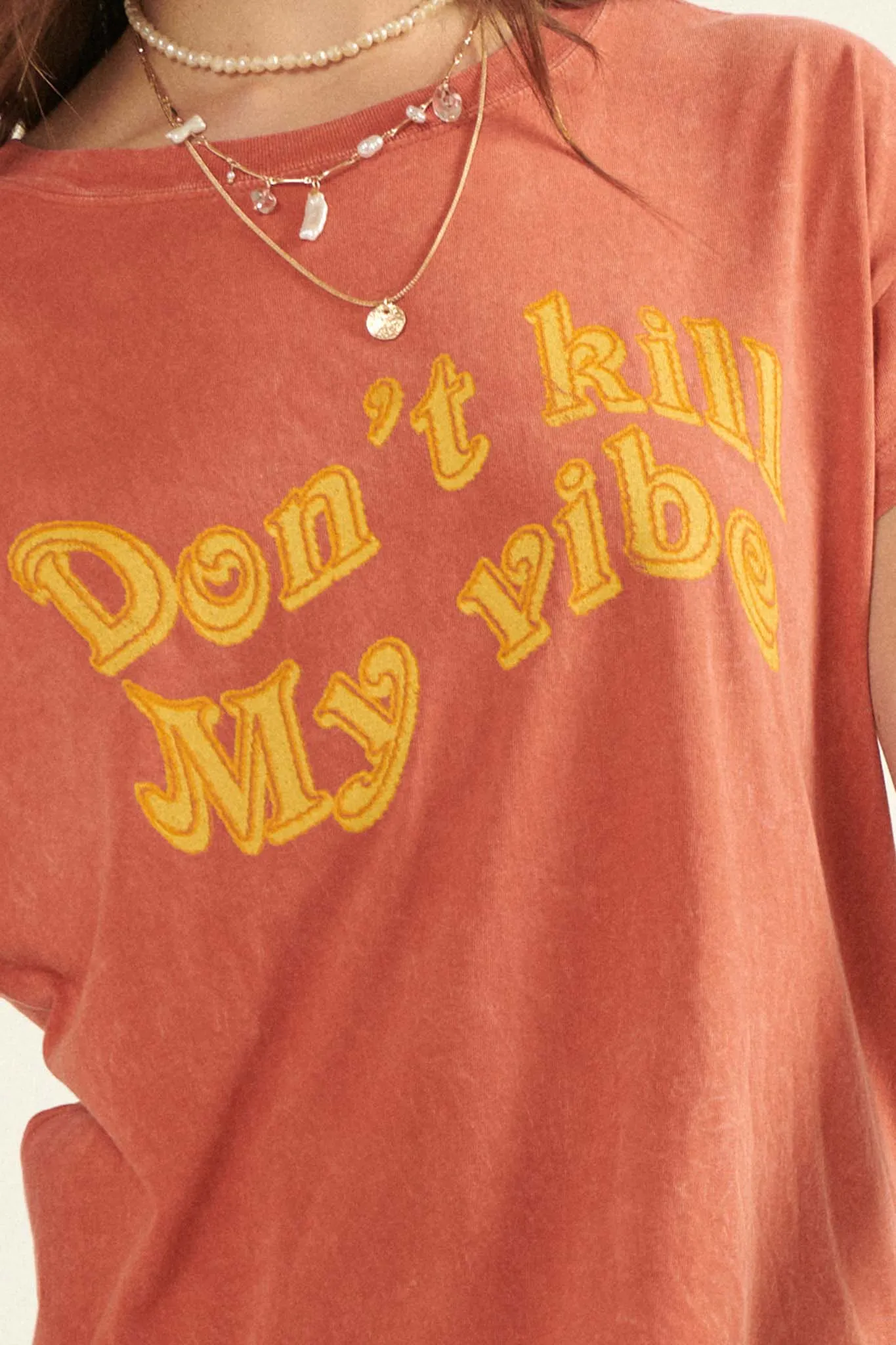 Don't Kill My Vibe Vintage-Wash Graphic Tee