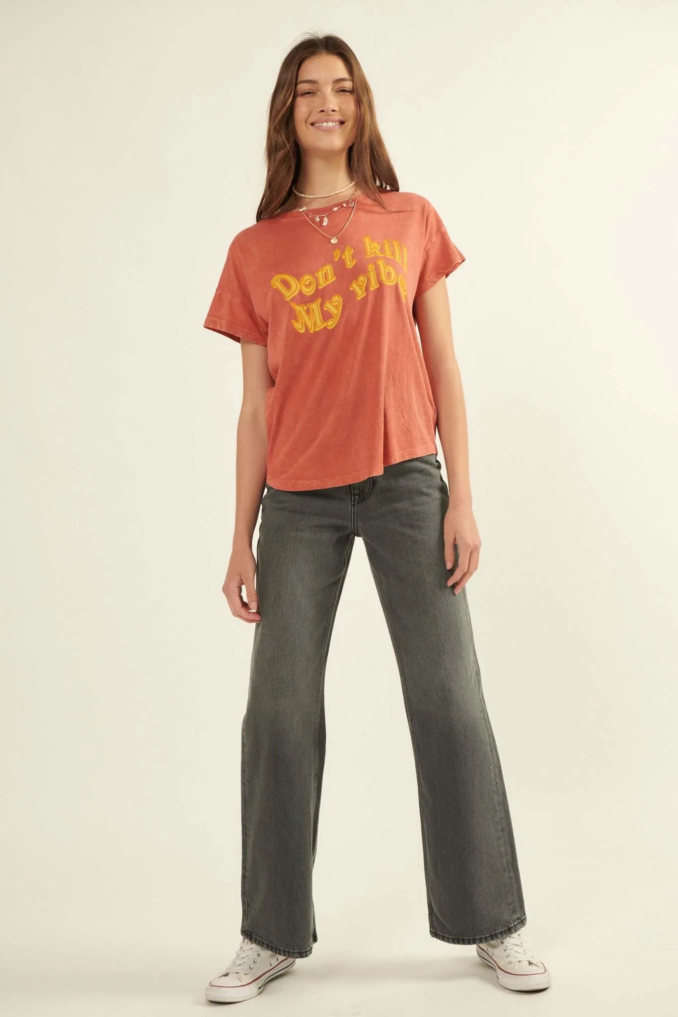 Don't Kill My Vibe Vintage-Wash Graphic Tee