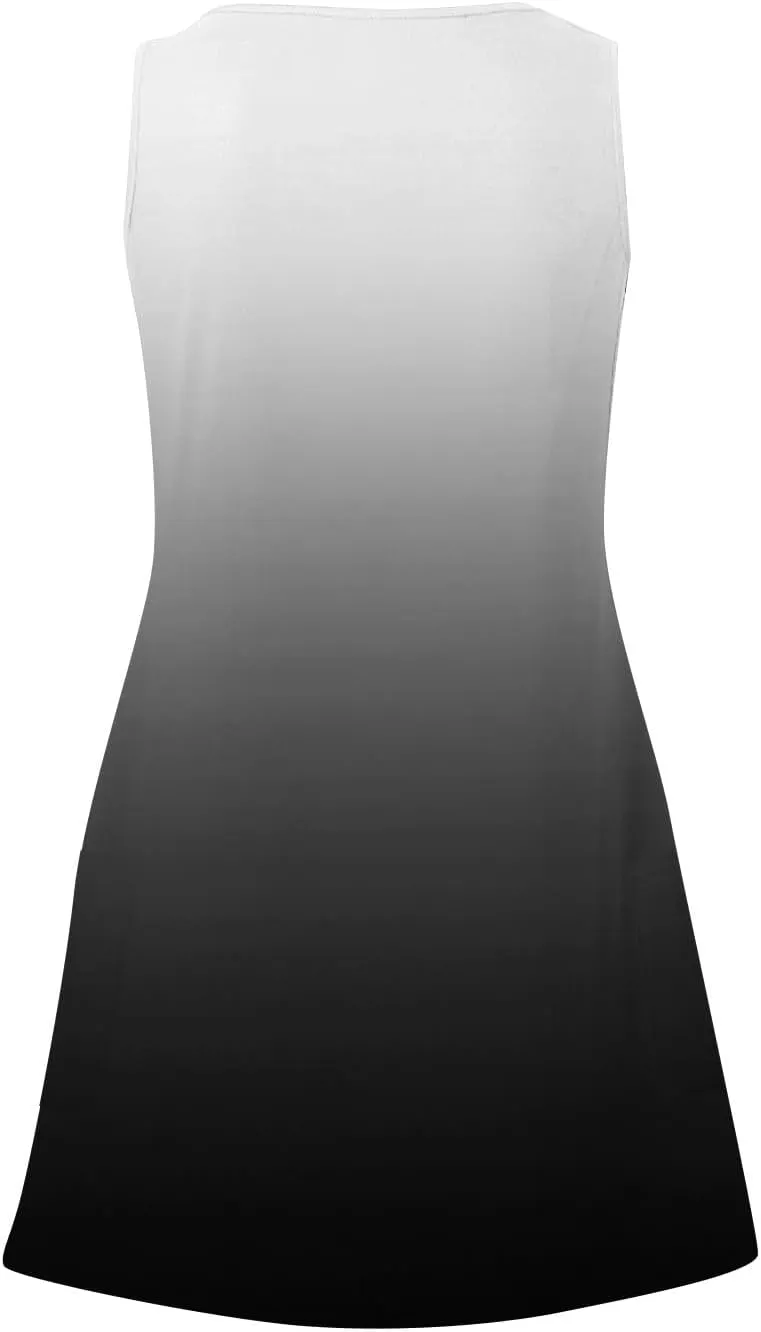 DOPOCQ Dresses for Women 2024 Casual Trendy Gradient Sleeveless Boho Sundress Summer Oversized Sexy V Neck Tank Mini Dresses