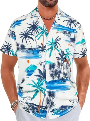 ELETOP Men's Hawaiian Shirt Tropical Beach Shirts Short Sleeve Aloha Floral Vacation Button Down Shirts