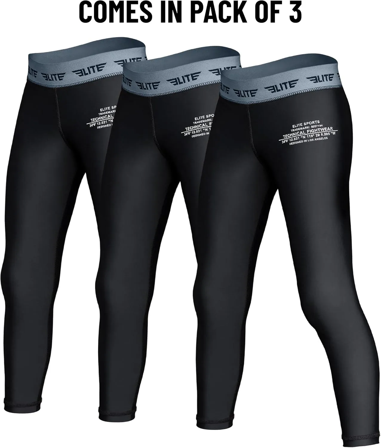 Elite Sports Youth Boys Kids Athletic Compression Pants Legging Spat Tight Base Layer BJJ Basketball Soccer Sports Training
