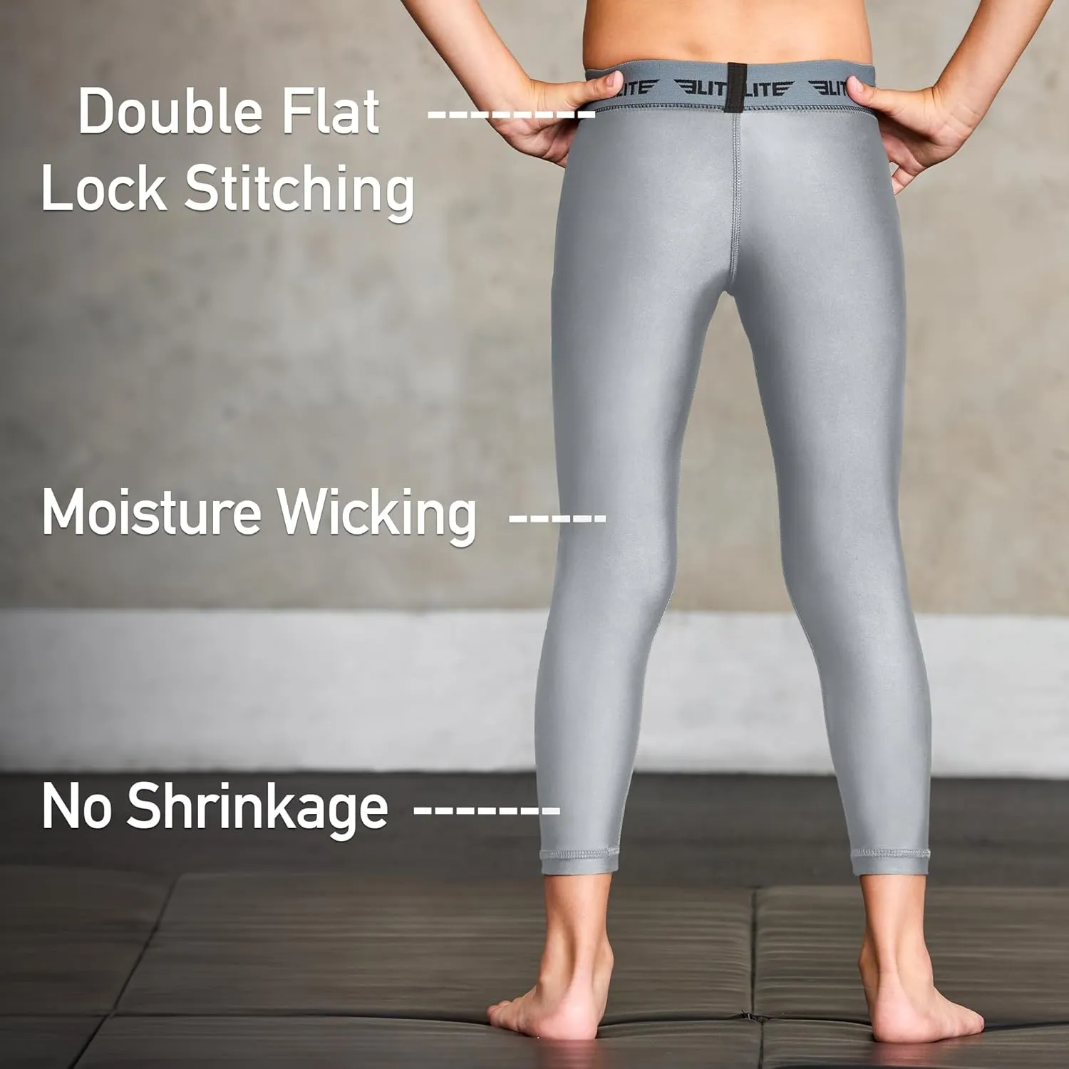 Elite Sports Youth Boys Kids Athletic Compression Pants Legging Spat Tight Base Layer BJJ Basketball Soccer Sports Training