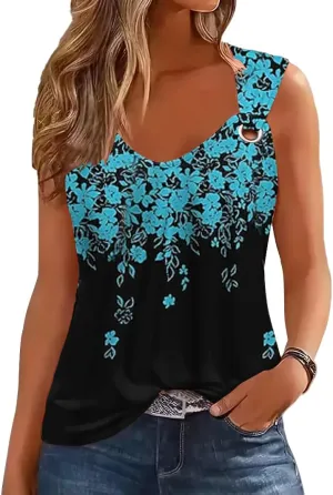 ETCYY NEW Womens Tank Tops 2025 Summer T Shirts V Neck Sleeveless Casual Loose Blouses