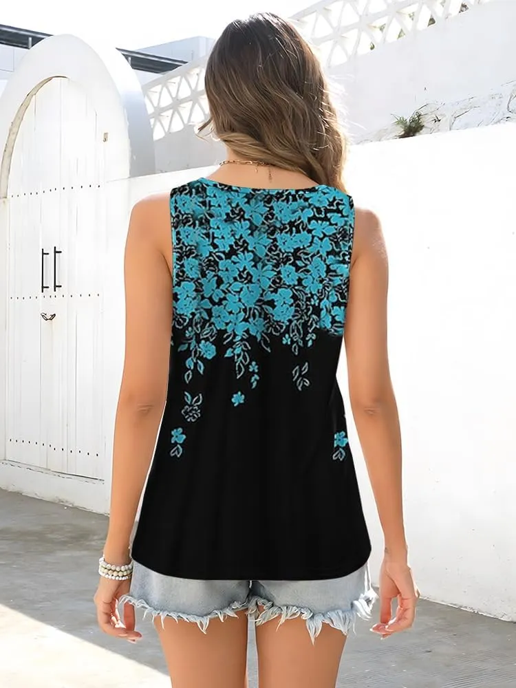 ETCYY NEW Womens Tank Tops 2025 Summer T Shirts V Neck Sleeveless Casual Loose Blouses
