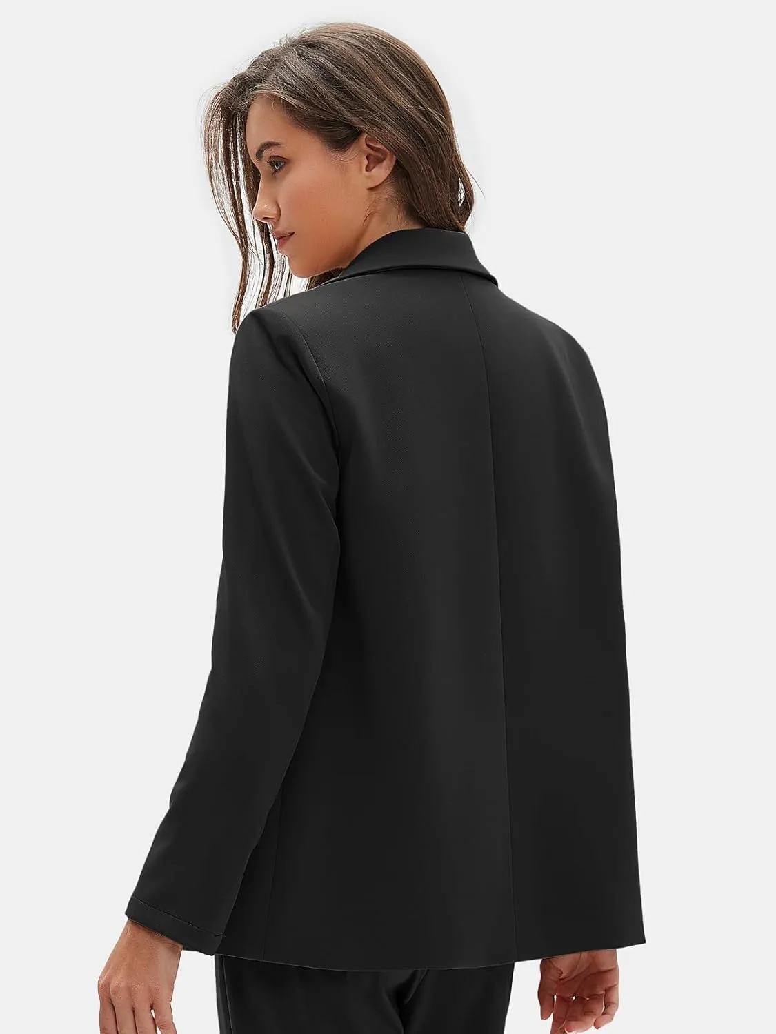 EXLURA Women's Business One Button Blazer Jacket High Elastic Waist Pant Suit Set Casual Loose 2 Piece Suits Office Work