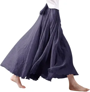 Ezcosplay Women Bohemian Beach A-Line Dress Double Layer Elastic Waist Long Maxi Skirt