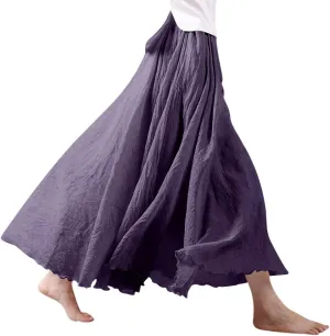 Ezcosplay Women Bohemian Beach A-Line Dress Double Layer Elastic Waist Long Maxi Skirt