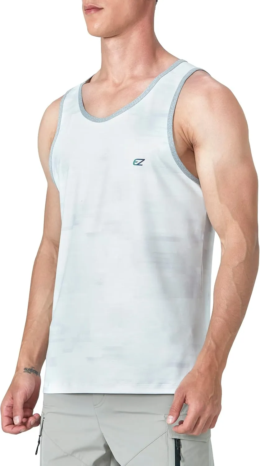EZRUN Men's Tank Tops Quick Dry Workout Swim Beach Shirts Sleeveless Shirts for Bodybuilding Gym Fitness Training