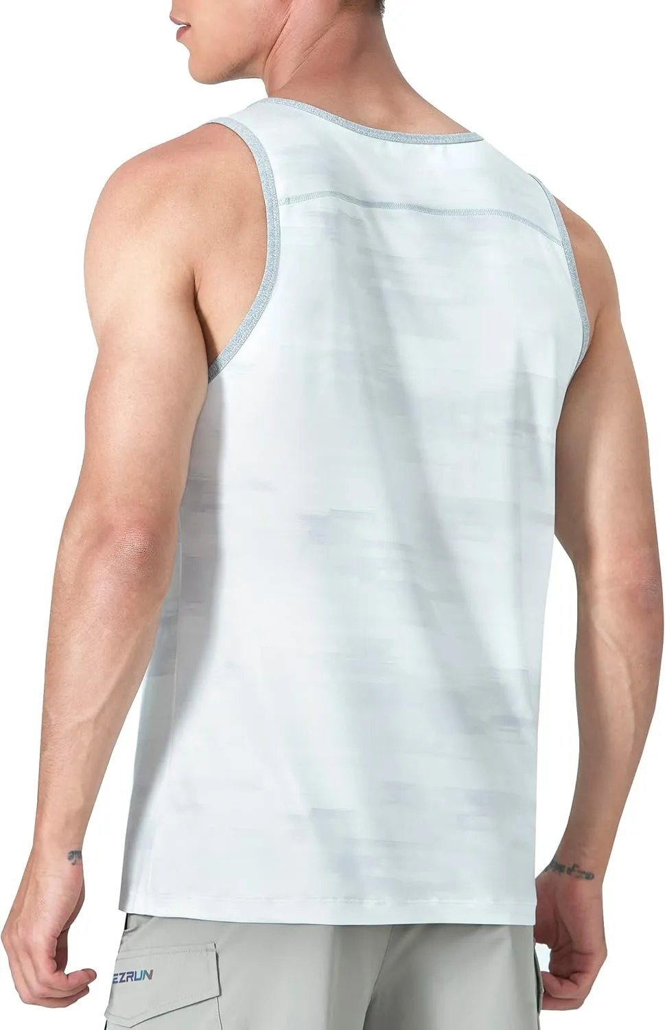 EZRUN Men's Tank Tops Quick Dry Workout Swim Beach Shirts Sleeveless Shirts for Bodybuilding Gym Fitness Training
