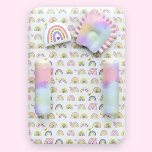 Fancy Fluff 5 Pc Organic New Born Bed Set - Rainbow Dreams