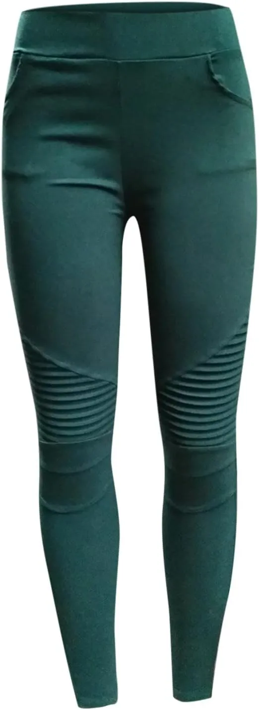 Fashion Women Skinny Pants High Waist Stretch Pencil Trousers Slim Ruched Zipper Work Pant Plus Size Casual Solid Pants