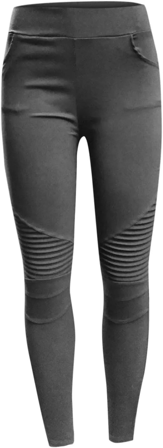 Fashion Women Skinny Pants High Waist Stretch Pencil Trousers Slim Ruched Zipper Work Pant Plus Size Casual Solid Pants