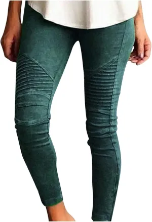 Fashion Women Skinny Pants High Waist Stretch Pencil Trousers Slim Ruched Zipper Work Pant Plus Size Casual Solid Pants