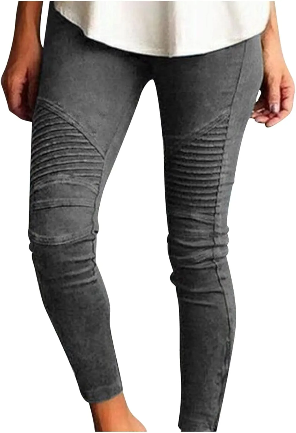 Fashion Women Skinny Pants High Waist Stretch Pencil Trousers Slim Ruched Zipper Work Pant Plus Size Casual Solid Pants