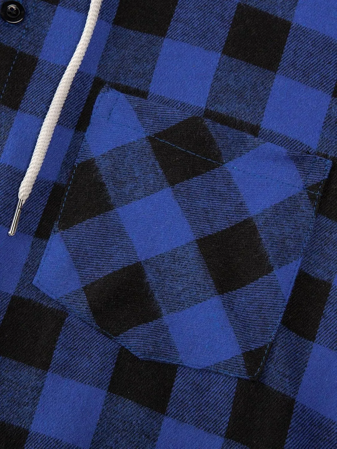 Flannel Hoodie for Mens Casual Long Sleeve Button Down Hooded Plaid Shirt Jacket Lightweight Fall Shacket Hoodies