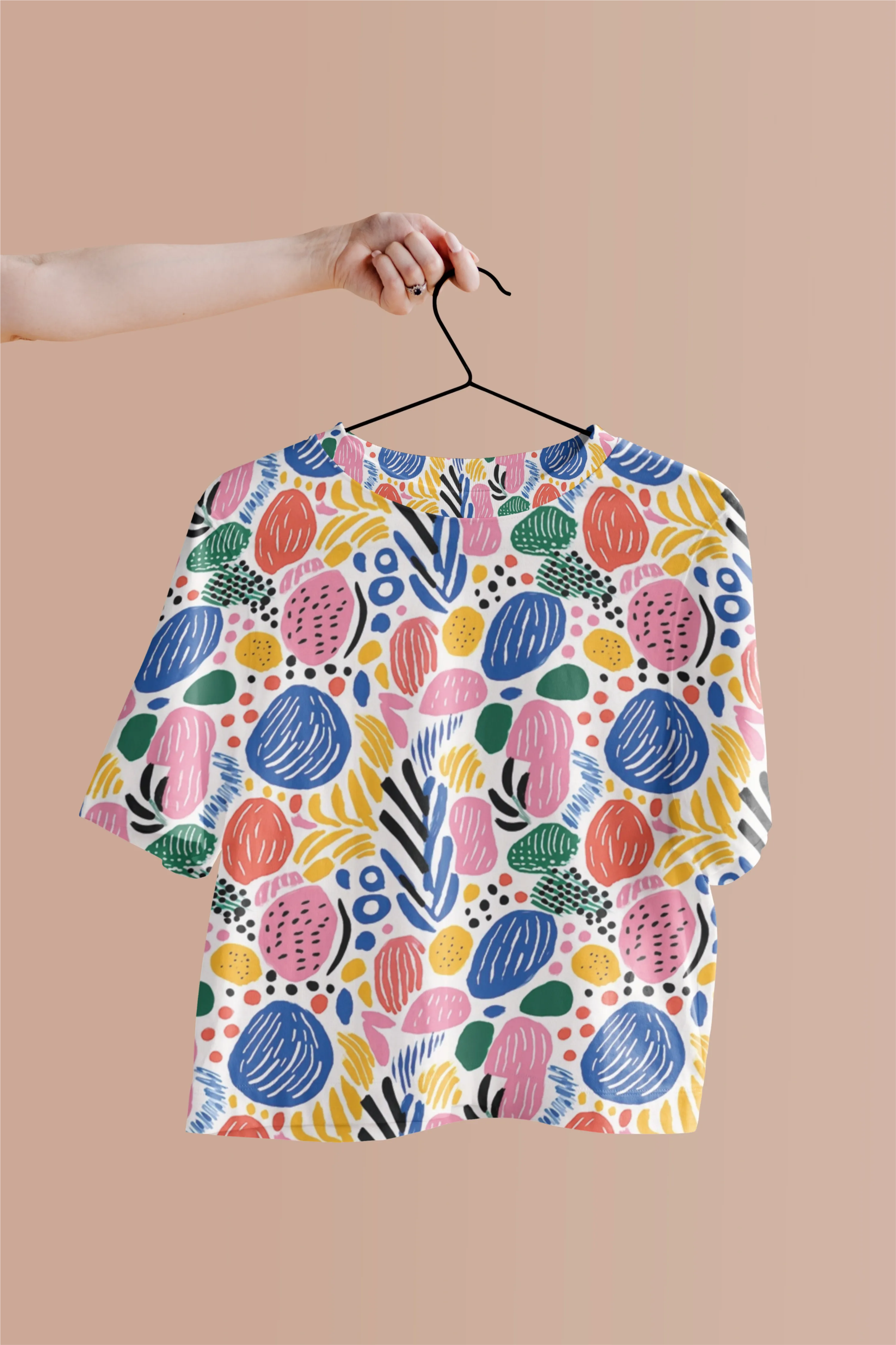 Floral Fusion Abstract Print Crop Top