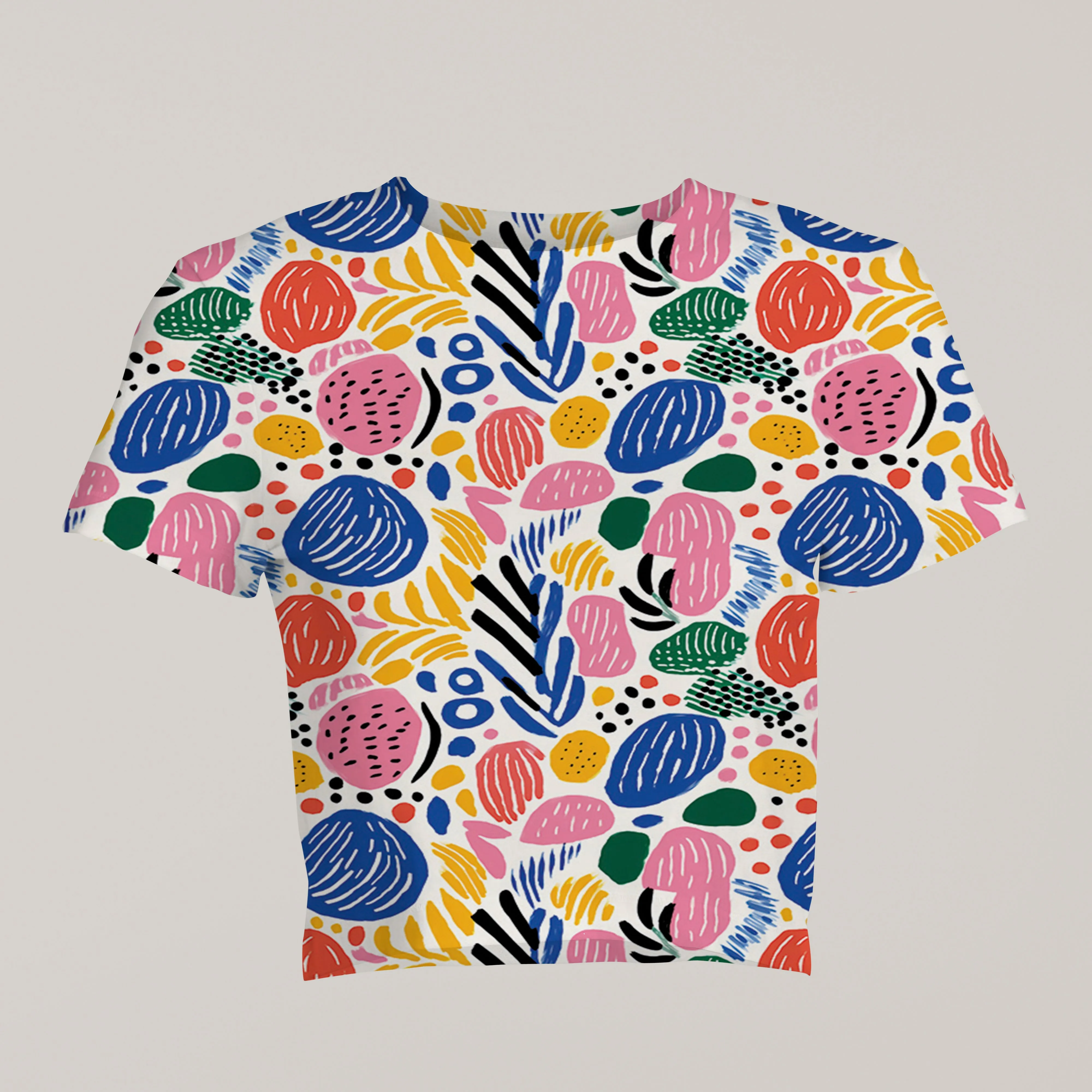 Floral Fusion Abstract Print Crop Top