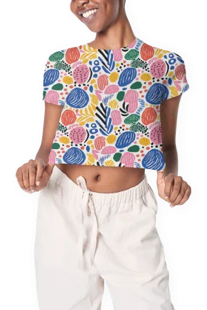 Floral Fusion Abstract Print Crop Top