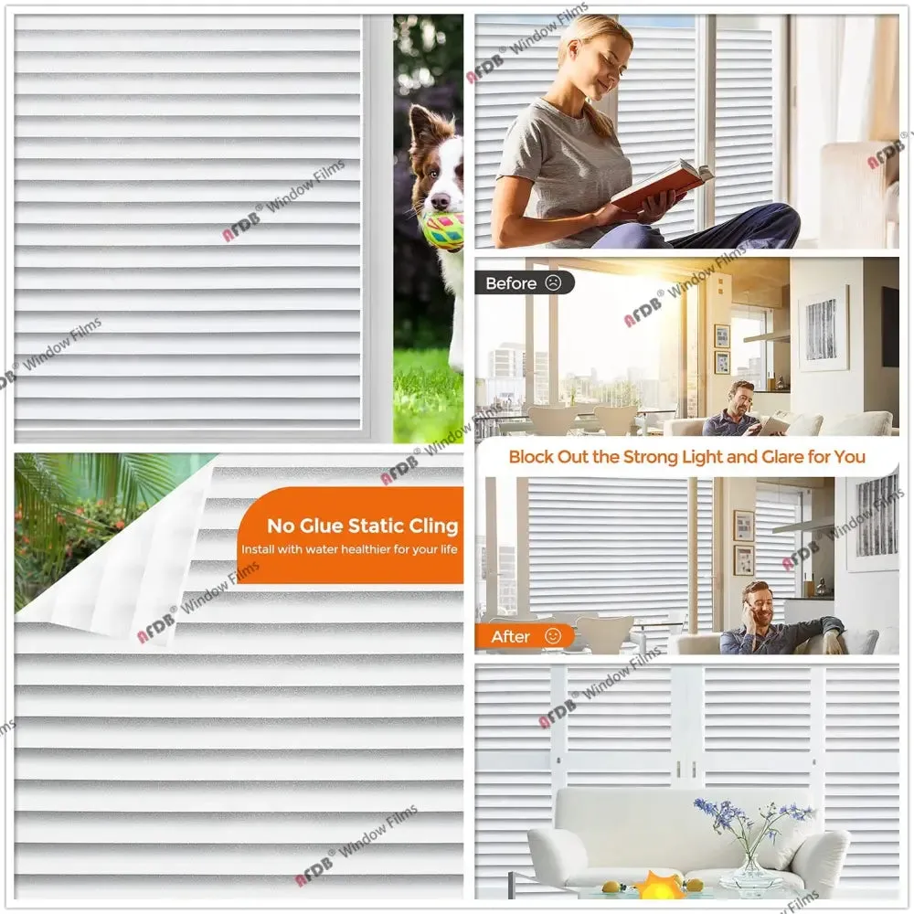 Frosted Privacy Striped Window Film Office Decorative Self Adhesive Glass Window Decals Width 65 75 85 90 by 200 Cm