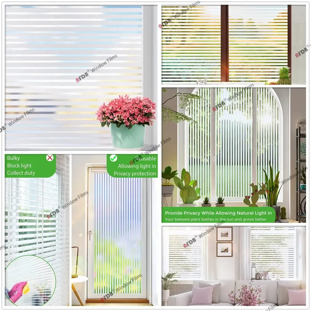Frosted Privacy Striped Window Film Office Decorative Self Adhesive Glass Window Decals Width 65 75 85 90 by 200 Cm
