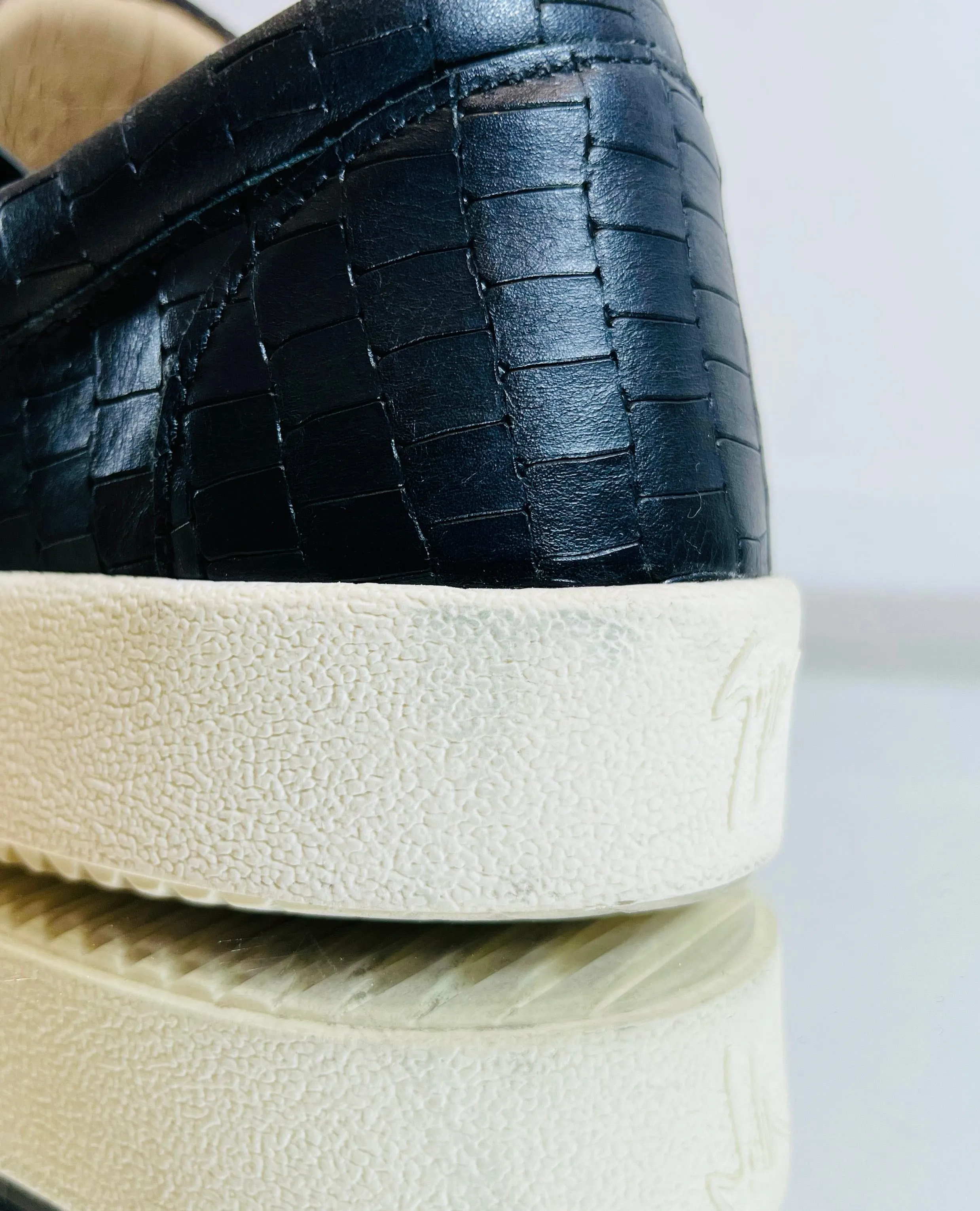 Giuseppe Zanotti Croc Embossed Leather Sneakers. Size 40