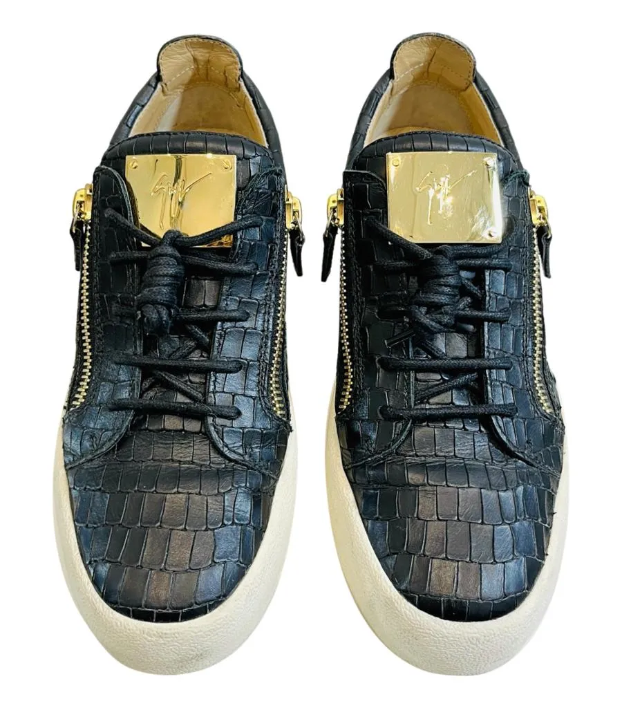 Giuseppe Zanotti Croc Embossed Leather Sneakers. Size 40