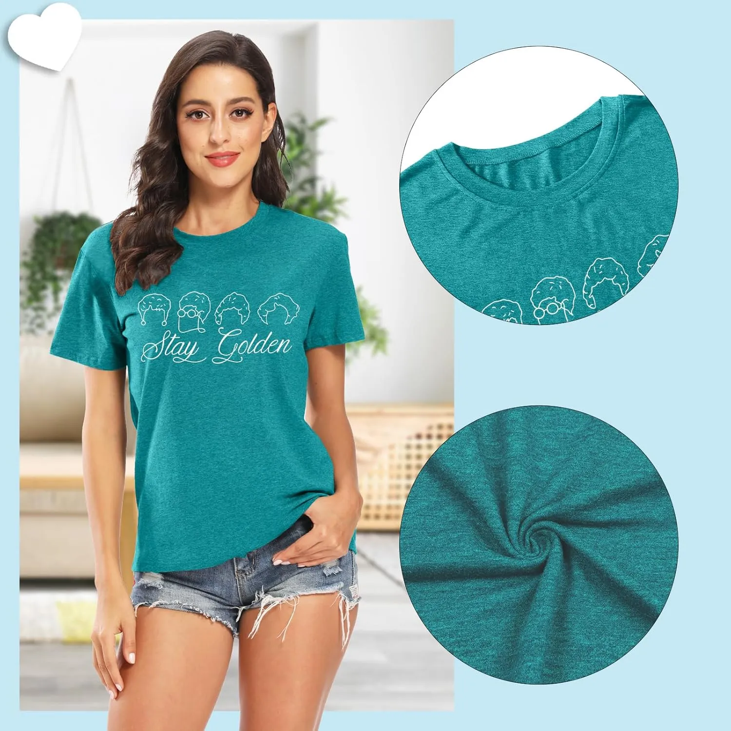 Golden Girls Shirts for Women Inspiration Letter Graphic Kindness Shirts Casual 80s Vintage Tee Tops