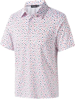 Golf Shirts for Men Dry Fit Performance Print Short Sleeve Moisture Wicking Golf Polo Shirts